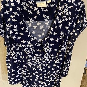 MAEVE BY ANTHROPOLOGY, NAVY/WHITE BIRDS, SIZE M